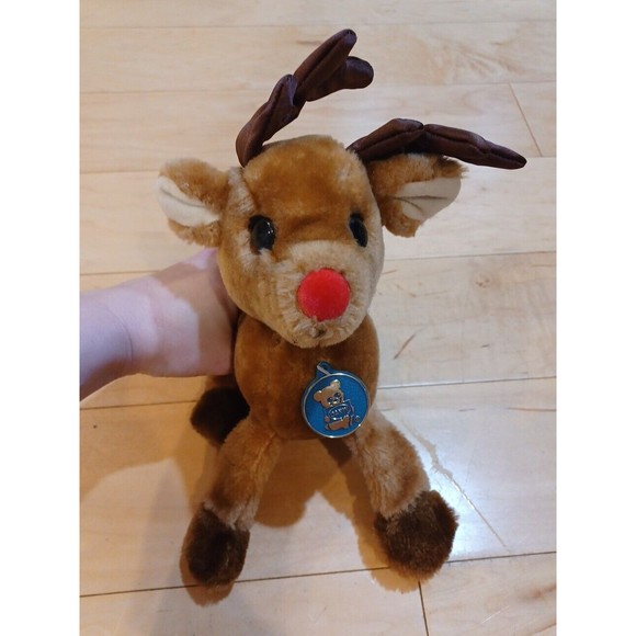 Dakin Other - Vintage Reindeer Plush Christmas Dakin RainDeer Saddle Flocked Nose 1983 Cute!